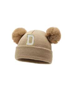 1 件刺绣个性化婴儿针织帽幼儿儿童 26 个字母无檐小便帽工艺女婴骷髅帽适合婴幼儿女孩日常佩戴 0-3 岁