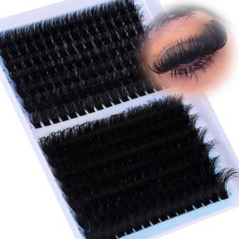 224pcs 160D + 260D Eyelash Clusters, 12-24mm Long Eyelash Extension Thick Mink Eyelash Clusters, Captivating Full Salon Look Eyelashes Lash Clusters, Eyelash Clusters, Individual Eyelashes, Lashes, Fake Lashes