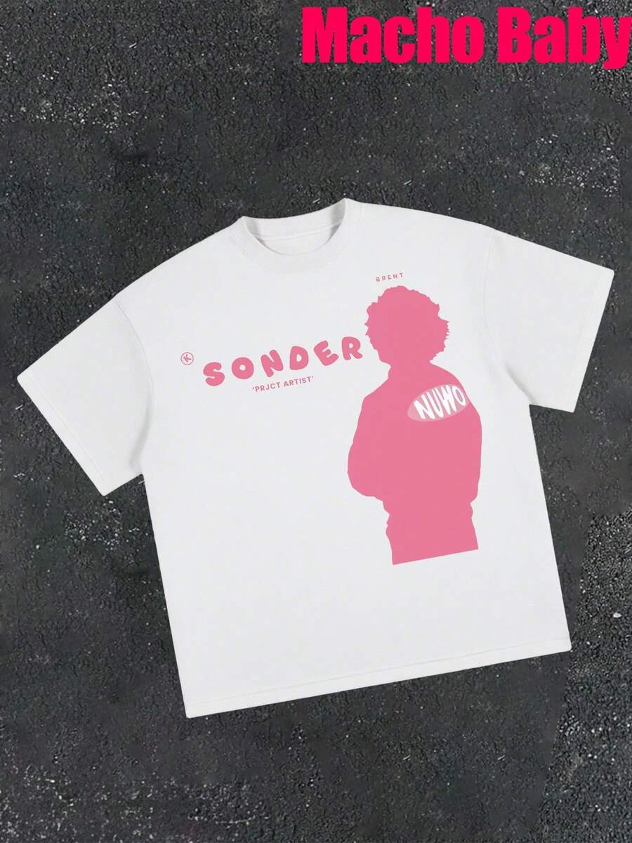 SONDER "" PROJCT ARTIST "Letter Large Print American Street Hip-Hop Y2K Style Back To School Summer, Suitable For Both Men And Women, Casual Outdoor Sports Children's Clothing, Pure Cotton Round Neck T-Shirt, Sweat Wicking, Durable, Soft And Comfortable. Skin Friendly Children's Clothing Tops Can Be Given As Gifts - trắng - Xem 1