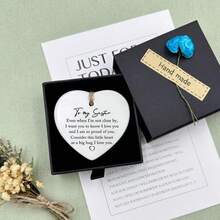 1 szt./5 szt. Uścisk dla wyjątkowej siostry, ceramiczny prezent przyjaźni, potraktuj to małe serduszko jak wielki uścisk, ceramiczna ozdoba, tabliczka/znak w kształcie serca