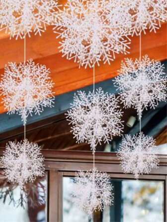 9/15 piezas Copos de nieve de Navidad - Decoraciones de plástico para el árbol de Navidad, accesorios de decoración navideña, decoraciones de Año Nuevo, decoraciones para fiestas, escenografía, decoración del hogar, decoración de invierno, regalos de Navidad, decoración navideña