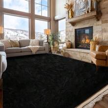 Large Rugs For Bedroom,Thick Pile Fluffy Rugs For Living Room, Thick And Durable RugsRug Decoration Suitable Bedroom, Minimalist Style Rug Decoration Suitable Living Room , Modern Soft Rugs For Living Room, Available In Various Sizes, Elegant Home Decor, Soft Textured Cushions. - Black - View 6