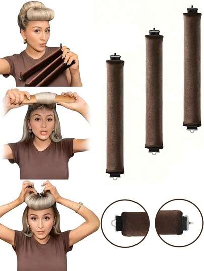 4/5件套女士卷发工具套装，丝滑柔顺免加热卷发套装，包含卷发棒和电卷发棒，适合睡眠时使用，高回弹橡胶填充，更柔软耐用，轻松打造卷发，日常、度假、派对、旅行必备，卷发神器