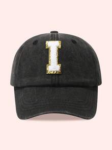 1pc Kids 26 Letters Baseball Cap, Washed Baseball Hat For Boys And Girls, Suitable For Outdoor Activities And Daily Wear, Sun Ion - Gold Label-black Washed Cap - View 51
