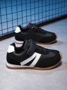 1 Pair Unisex Lightweight Casual Sports Shoes, Soft Sole, With Laces, Easy To Wear And Take Off, Suitable For Spring And Autumn. New Fashion Casual Sports Shoes, Suitable For Boys, Girls, Children, Versatile Shoe Style. Children's Breathable Casual Sports Shoes, Boys And Girls Sports Training Shoes. - Black and White - View 3