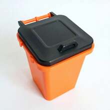 ORIZZONTE Mini Desk Trash Cans – Set Of 3 Colorful Containers With Lids – Creative Design For Home/Office – Organization Gift Idea – 100% Made In Italy, Shipping From Italy - Orange - View 3