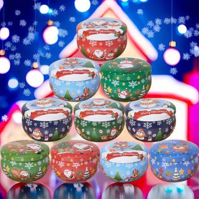 8 Pcs Christmas Themed Candle Jars, 2.5oz Candle Tins, Candle Tins For Making Candles, Christmas Decorations, Party Supplies, Gift Jars DIY Candle Metal Boxes, Home And Room Decorations, Etc, Christmas Gifts