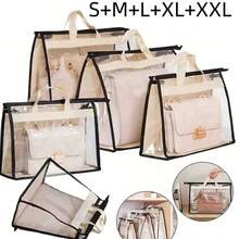 1pc Transparent Large Capacity Portable Storage Bag - High Quality Dust-Proof Hanging Bag, Saves Closet Space, Convenient For Storage And Organization, Each Bag Is Easy To Carry, Minimalist Transparent Handheld Storage Bag, Dust-Proof And Moisture-Proof Storage Bag, Multi-Functional Wardrobe Bag - Beige - View 19