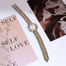 Modische wasserdichte Damenuhr, lässige Damen-Armbanduhr mit römischem Ziffernblatt, Quarz, Luxus-Stahlarmband für Frauen