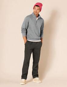Men's Long-Sleeve Quarter-Zip Pullover Fleece Sweatshirt, Style - Medium Grey Heather - View 4