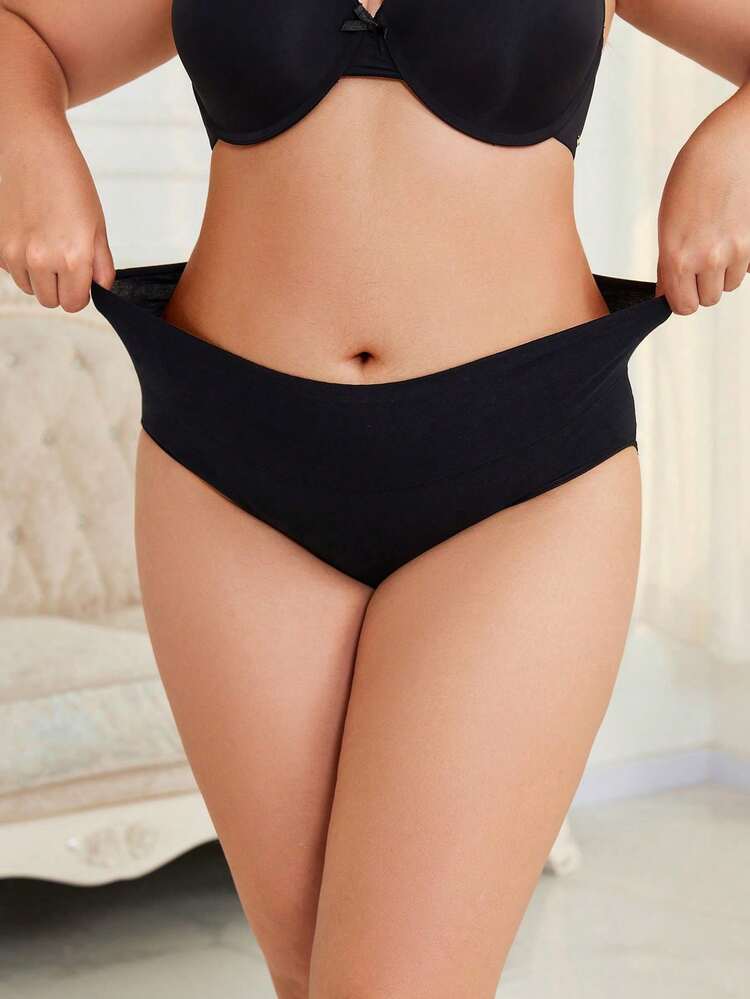 5pcs Women's Soft Cotton Underwear Briefs High Waisted Postpartum Panties Ladies Full Coverage Underpants Set 3XL-Large - 黑色 - 查看 8