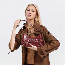 Y2K Shoulder Bag Women, Top Handle Small Hobo Clutch Underarm Bag - 006-đỏ - Xem 5