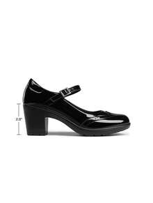 Women Round Toe Mary Jane Oxfords 2.8-Inch Chunky Heels Pumps Fashion Classic Elegant Dating Retro Style Oxfords Shoes - 黑色 - 查看 4