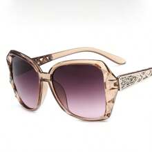 1 Pair Women's Rhinestone Embellished Edgy Frame Fashion Glasses