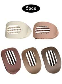 5 件简约哑光空心椭圆扁平宽发夹，优雅发髻制作器马尾辫夹，适合日常佩戴、休闲活动、母亲节、复活节、感恩节礼物 - 5pcsA款 - 查看 8