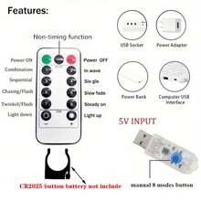 USB Powered Fairy Curtain Light -8 Remote Control Modes, Suitable For Bedroom, Interior Decoration, Wedding, Christmas And Party Seasonal Decoration Home Decor Christmas Decorations Room Decor Winter