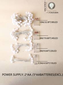 1pc Frosted White Ball Battery Box Light String, LED Mini Frosted Ball Decorative Light, Warm And Delicate Lighting, Brings A Comfortable Feeling, Suitable For Indoor, Bedroom, Room, Living Room, Courtyard, Garden, House, Festival, Party, A Reliable Choice To Create Atmosphere. - Warm Light - View 11