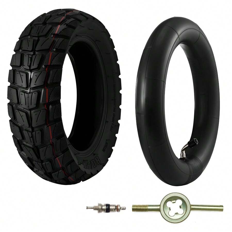 2Pack Electric Scooter Tyre 10 Inch Tube Outer Tire&Inner Scooter Solid Front And Rear Whee Tire Rubber Honeycomb Tyre - Black - View 1