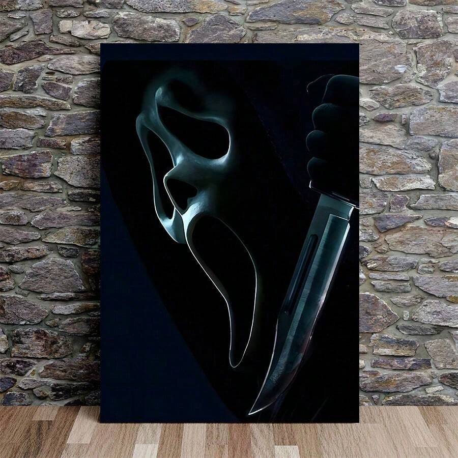 1 件/套抽象鬼魂帆布海报和印刷品，鬼脸挥舞着刀帆布装饰画，万圣节装饰，万圣节礼物，适用于客厅、卧室、宿舍墙壁装饰 - 多色A - 查看 1