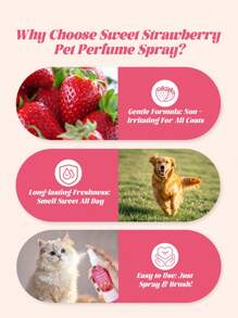 GJYC PET Pet Perfume Sweet Strawberries 3.38 Fl.Oz - Long-Lasting Fragrance For Dogs & Cats, Delicate Strawberry Scent, Gentle Formula For All Breeds, Keeps Your Pet Smelling Fresh & Clean