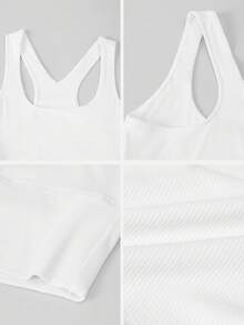 GAOVOT Women's Y2K Style Solid Color Fitted Casual Sports Top White Summer - White - View 9