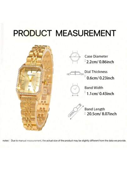 CARYINO 1pc Stainless Steel Strap Watch, Classic Square Shape, Elegante Versatile Inlaid Zirconia Quartz Wear, Business, Parties view 4