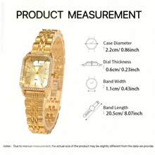 CARYINO 1 件不锈钢表带女士手表，经典方形，优雅百搭，镶嵌锆石石英表，适合日常佩戴、商务、聚会