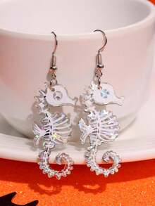 1 Cặp khuyên tai acrylic hình đầu lâu Punk & cá ngựa thời trang, tinh tế, đa năng, độc đáo, sáng tạo dành cho nữ, thích hợp cho hàng ngày, tiệc tùng, đi làm, ngày lễ - Nhiều màu - Xem 3