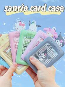 1个Hello Kitty、肉桂狗、酷洛米、美乐蒂、布丁狗和波恰可透明照片卡套带钥匙扣挂件，可爱卡通女孩礼品套装 - 彩色 - 查看 1