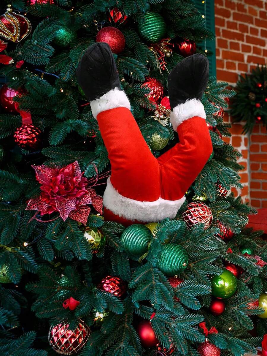 1件装圣诞树腿装饰 - 圣诞树装饰毛绒腿，可插拔，圣诞树顶饰花环装饰，可摆造型的毛绒腿，适用于圣诞树装饰、派对装饰、圣诞装饰、家居圣诞礼物、圣诞装饰品 - 彩色 - 查看 1