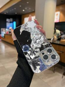 1件黑色豹紋藍色花椰菜迪斯可星星拼貼全包防震手機殼，冷色調復古Y2K小眾時尚中性高級保護殼，適用於 17/17Pro/17ProMax/16/11/16Plus/16ProMax/16e/15ProMax/13/14/12/14ProMax/12ProMax/13ProMax/12Pro/13Pro/14Pro - 精孔錫紙 - 查看 5