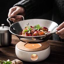 不锈钢双耳炒锅煎锅烹饪锅煎锅小型电磁炉厨房肉类蔬菜炸锅光滑边缘 - 銀色 - 查看 12
