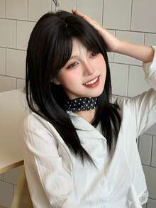 22 Inch Black Layered Wigs Synthetic Heat Resistant Wigs For Women Daily Wear Natural Daily Hair - Black - View 4