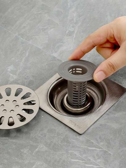 2pcs Bathroom & Kitchen Drain Filter, Anti-Clogging Hair Strainer, Silicone Drain Cover, Odor Removal Drain Stopper