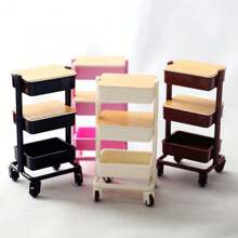 1pc Dollhouse Moving Push Cart Storage Rack Furniture Accessories For 6-Inch BJD Dolls Play Scene (Requires Assembly)