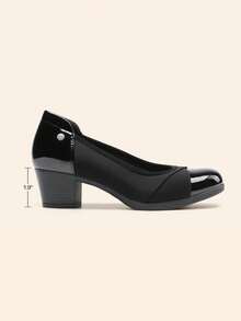 Women's  Chunky Low Block Pumps Closed Toe Shoes Comfortable Elegant Work Office Heels Round Toe Dress Shoes - màu đen - Xem 5