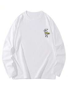 Women's Loose Fit Cartoon Print Long Sleeve T-Shirt, Versatile For Spring & Autumn Casual White - White - View 3