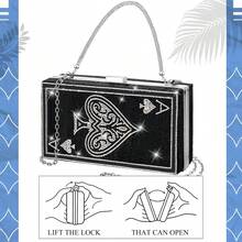 Women Poker Card Evening Clutch Purse Casino Vegas Novelty Purse Hearts Bags Playing Cards(Black,Of Hearts) - 紅色 - 查看 10