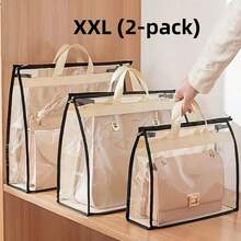 1pc Transparent Large Capacity Portable Storage Bag - High Quality Dust-Proof Hanging Bag, Saves Closet Space, Convenient For Storage And Organization, Each Bag Is Easy To Carry, Minimalist Transparent Handheld Storage Bag, Dust-Proof And Moisture-Proof Storage Bag, Multi-Functional Wardrobe Bag - Beige - View 20