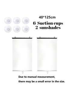 2 件装自动伸缩遮光窗帘临时便携式窗户遮光窗帘带吸盘用于办公室家用厨房室内防热 - 銀色 - 查看 11