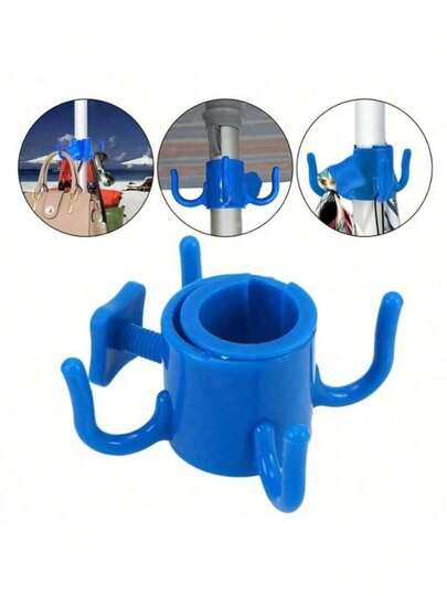 Giá treo dù đa năng cho bãi biển - Giá treo 4 lỗ điều chỉnh được, thích hợp để treo khăn/mũ/quần áo/máy ảnh/kính râm/túi xách, phù hợp với cột dù nhựa từ 0,75 đến 1,26 inch, lý tưởng cho cắm trại và các hoạt động ngoài trời.