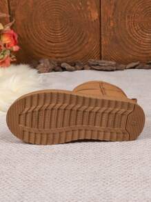 1 par de botas de nieve para mujer de unicolor, forradas térmicamente, para uso casual y de invierno, botas de piel