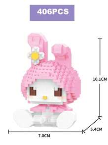 10 厘米 500 块 Sanrio 动漫 Hello Kitty My Melody Cinnamoroll Kuromi 积木礼物 Pochacco Pompompurin 积木卡哇伊卡通动漫人物迷你组装玩具积木生日礼物房间装饰 - 彩色 - 查看 12