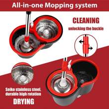 Spin Mop And Bucket With Wringer Set, 360 Spinning Mop Bucket System With 3 Microfiber Mop Heads, Mop And Bucket With Wringer Set Home2025