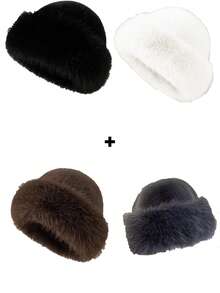 1顶女士加厚抓绒渔夫帽，时尚保暖冬帽，适合搭配羊毛大衣和冬季服装