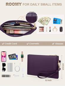 NUBILY 15.6 Inch Leather Laptop Tote Bag For Women - Waterproof Business Briefcase & Satchel Purse 2-Piece Set | Large Capacity Computer Work Bag For Office Professionals - 紫色 - 查看 7