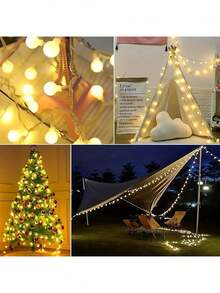 1pc Frosted White Ball Battery Box Light String, LED Mini Frosted Ball Decorative Light, Warm And Delicate Lighting, Brings A Comfortable Feeling, Suitable For Indoor, Bedroom, Room, Living Room, Courtyard, Garden, House, Festival, Party, A Reliable Choice To Create Atmosphere. - Warm Light - View 4