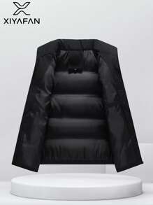 1 件男士宽松加厚羽绒背心夹克 - 立领拉链设计