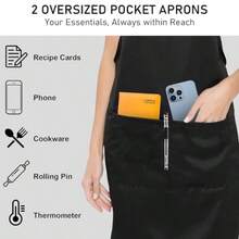 Cotton Linen Aprons With Pockets For Baking Funny Printed Aprons For BBQ Parties 12 Pack Bib Apron Unisex Restaurant Kitchen Aprons For Women With 2 Pockets Chef Aprons For Cooking Men BBQ Painting Drawing Craft Plain Adults Bulk Black Insulated Aprons For Hot Food Handling - as pic - View 4