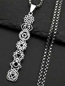 Collar con colgante de flor de loto de 7 chakras de acero inoxidable, joya amuleto de sanación espiritual como regalo para mujeres y niñas - collar - Ver 7